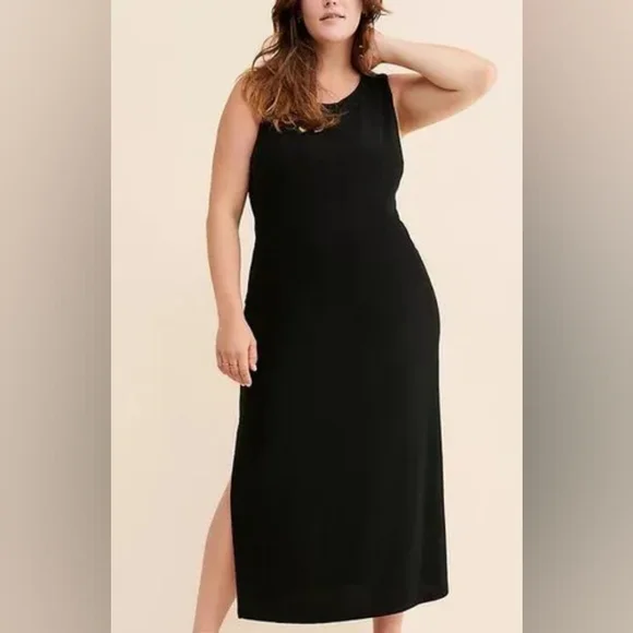 Anthropologie Bellevue the Label Cut Out Maxi Dress Black size M Stretch - Picture 3 of 13